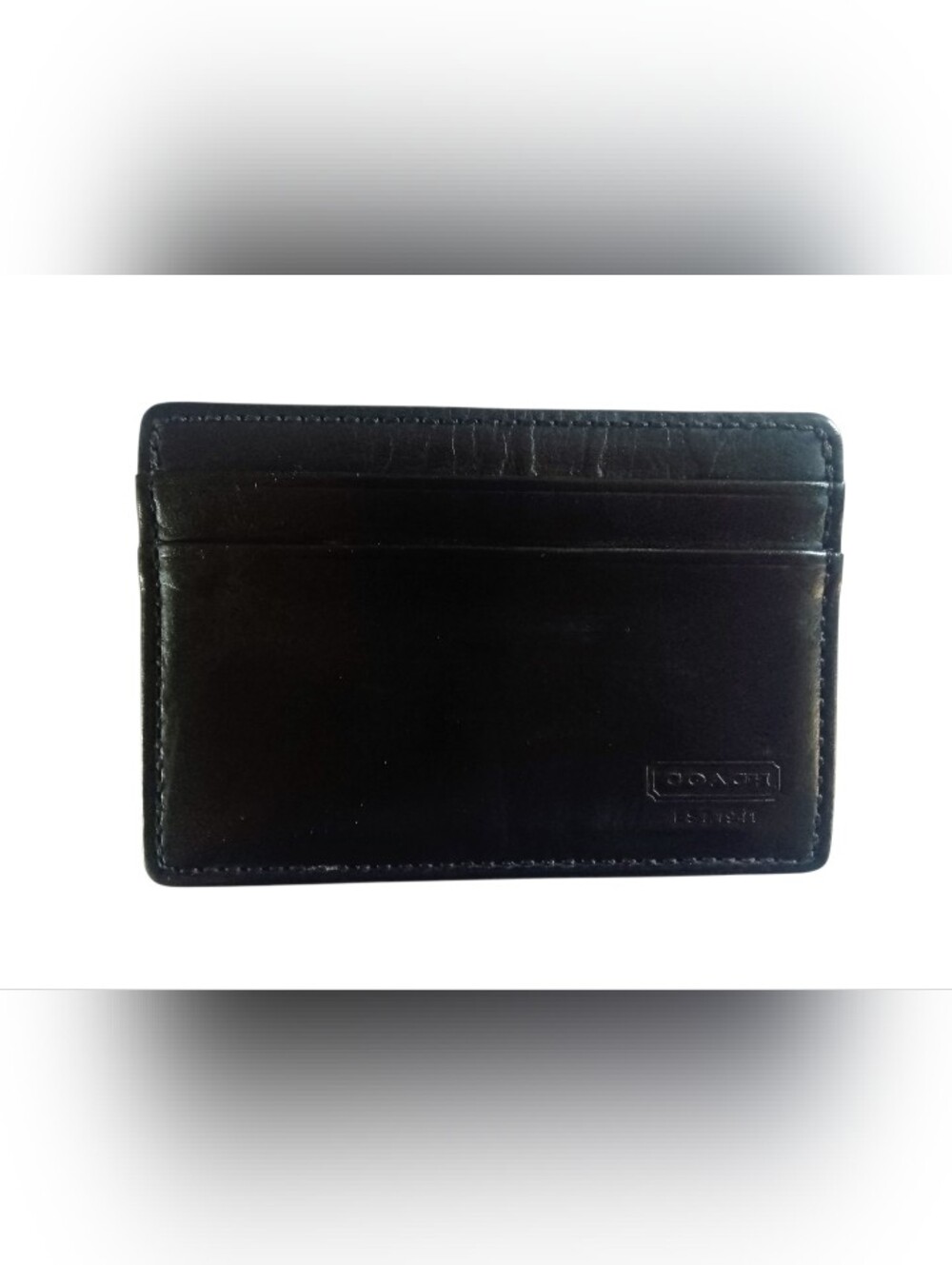 VTG Coach Buffalo Leather Black Small Card Case Wallet
